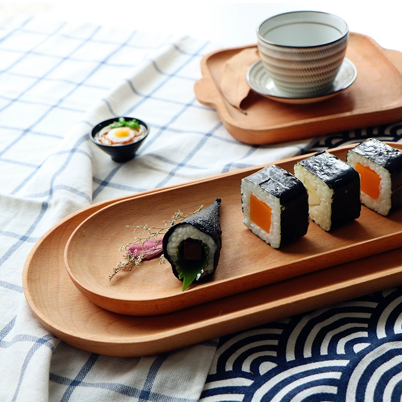 Nhật bản gỗ cao su tấm nhỏ khay gỗ snack tấm đĩa nhỏ trái cây sấy khô món ăn tấm bánh sushi tấm gỗ rắn