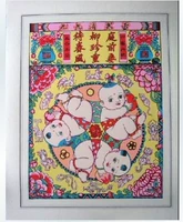 Древняя версия индийского вуцянского новогоднего рисования Mujiu рисует девять -называя Call Picture, широко известные как коллекция подарков Six Son Fighting