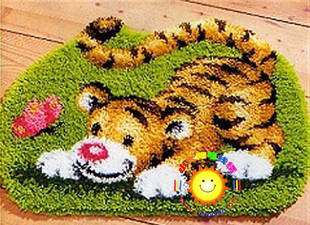 Color Printing Double -Layer/Single -Layer Grid Cloth Carpet Embroidry | Section Embroidry | Wire Cut ZD028 Naughty Tiger (2 Pieces of Free Shipping)