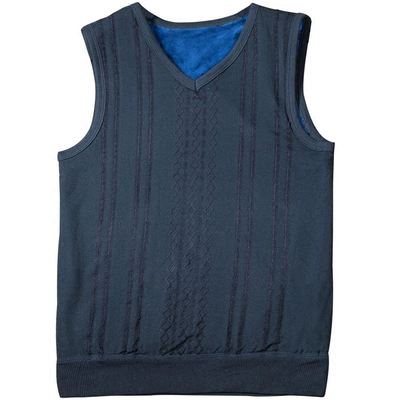 Của nam giới len vest vest V-Cổ trung niên đan vest nam cộng với nhung dày không tay áo len thanh niên triều mùa đông áo len cardigan nam Dệt kim Vest