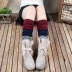 Đầy đủ 3 đôi vớ Nhật Bản chân gió quốc gia đệm đầu gối chân đẹp đôi giày bốt cao cổ tất nữ vớ sợi tre Vớ mắt cá chân