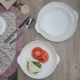 Отель Tableware Pure White Ceramic Plate с двойной одеждой с кусочкой блюдо с глубокой тарелкой западной тарелки суп тарелка запеченная рисовая тарелка