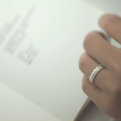 "Tame" nhẫn nhỏ hoàng tử đơn giản S925 mở sterling bạc tai tai đôi nhẫn nữ trang sức