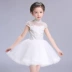 Trẻ em của váy cưới công chúa váy new trắng đứng cổ áo cô gái sinh nhật đàn piano tổ chức hiệu suất hoa cô gái pettiskirt