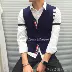 Hàn Quốc Dongdaemun Cardigan vest áo len nam xu hướng giản dị hoang dã màu rắn Slim new vest áo len