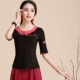 Phong cách quốc gia của phụ nữ kích thước lớn thêu ngắn tay T-Shirt phong cách Trung Quốc mùa hè ăn mặc là mỏng đáy nửa tay áo thêu áo bông
