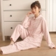 Mùa thu và mùa đông Nhật Bản kẻ sọc vài bộ đồ ngủ cotton của phụ nữ bằng vải nhung nhà quần áo dài tay dày