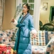 筱 艾 "Huai Celadon" cổ điển thêu mùa đông xuống áo khoác của phụ nữ dài bow tie áo khoác mỏng Hanfu