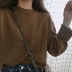 Mùa thu và mùa đông mới của Hàn Quốc phiên bản của trường phong cách retro màu sắc hoang dã lỏng dài tay đơn giản áo thun áo len áo len phụ nữ áo kiểu nữ đẹp tuổi 35 Áo len