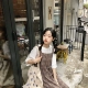 Yuki Xiaoshu nhà lão hóa bông thoải mái kẻ sọc dây đeo váy dài váy korea mới q0307