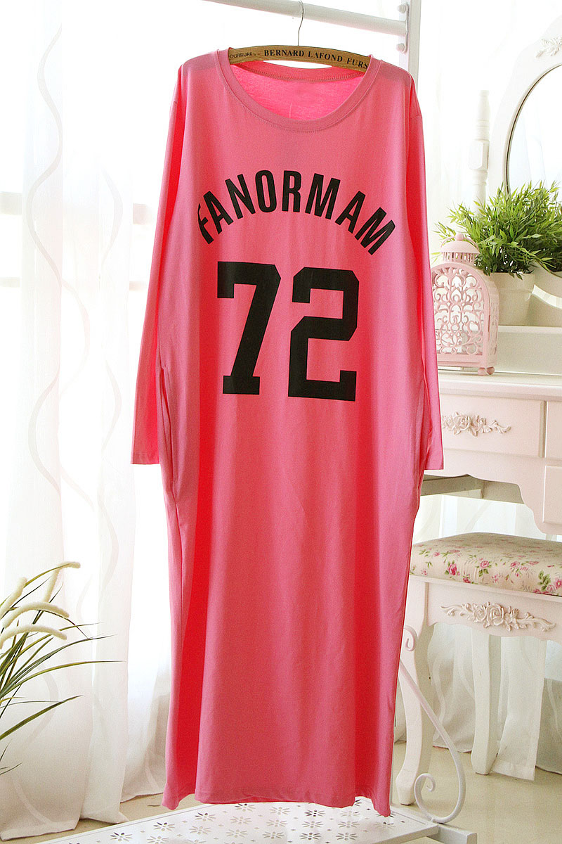 PINK coton en automne et en hiver en Corée Corée femmes grands chantiers ainsi que 72 ​​lettres chemise pyjama robe survêtement long paragraphe jupe