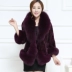 Mùa đông 2019 phong cách mới 貂 貂 lông cỏ sang trọng của phụ nữ lông cổ áo bảy điểm tay áo thời trang ngắn - Faux Fur Faux Fur