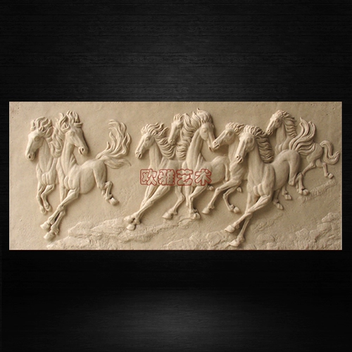Новый рельеф из песчаника Оуя, восемь джун сад сад ландшафтная скульптура вилла фоновая стена настенная лошадь