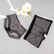 Couple đồ lót sexy cám dỗ đầy đủ trong suốt lưới ren sexy lingerie set nam boxer nữ tam giác kích thước lớn