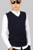 Mùa xuân và mùa thu của nam giới v-cổ len vest phần mỏng không tay áo len vest màu rắn len vest triều nam áo len vest Dệt kim Vest
