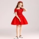 Cô gái đám cưới tutu trẻ em ăn mặc công chúa váy màu đỏ một- vai bé sinh nhật máy chủ đàn piano trang phục váy xòe cho bé gái  Váy trẻ em