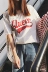 A7SEVEN Hàn Quốc phiên bản của lá thư đơn giản in ấn lỏng trắng ngắn tay T-Shirt nữ sinh viên hoang dã áo sơ mi giản dị triều t