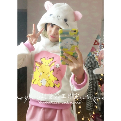 taobao agent Funny sauce original winter selling cute cat ears soft girl plush, warm and anti -cold bib, all -in -one face hat