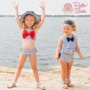 Rufflebutts Girls Navy sọc Split Áo tắm dễ thương Bikini Bow Sun váy trẻ em