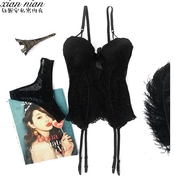 Đen sexy thu thập corset lưới trong suốt sóng điểm hộp đêm áo nịt ngực tâm trạng hình cơ thể phù hợp với phụ nữ