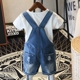 Quần áo trẻ em mới 2019 quần short trẻ em nhỏ quần bé trai quần bé gái denim bib bé quần hoang dã giản dị - Quần jean quần bé trai nhung dày Quần jean