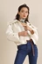 RLL2018 mùa thu thời trang retro ve áo lớn cotton twill denim CHIC gấp tay áo denim ngắn áo khoác áo khoác nữ kaki Áo khoác ngắn