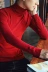 Mùa thu và mùa đông mới của Hàn Quốc cao cổ áo len nam chặt chẽ phần mỏng đáy áo len lớn màu đỏ ve áo cao áo len quần áo nam hàng hiệu Áo len cổ tròn