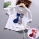 Cô gái ngắn tay áo 2018 trẻ em mới của sequins mặc hai mặt màu T-Shirt Little Girl trắng Tops trẻ em nửa tay áo