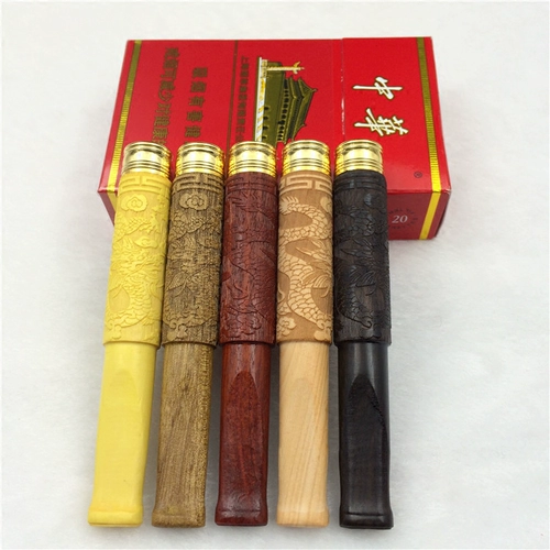 Натуральный сплошной деревянный сигаретный фильтр хрончо можно очистить до резных черно -красных сандаловых скал Сянглон