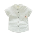 Trẻ em đứng cổ áo sơ mi trắng mùa hè ngắn tay cotton và linen boy áo sơ mi mỏng bé mùa hè Hàn Quốc phiên bản của chiếc áo mới Áo sơ mi