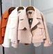 Len áo khoác nữ đoạn ngắn 2017 mùa xuân mới Hàn Quốc phiên bản của gió đại học Slim là mỏng lông cừu hoang dã sinh viên áo khoác kaki nữ có mũ Áo khoác ngắn