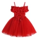 Cô gái đám cưới tutu trẻ em ăn mặc công chúa váy màu đỏ một- vai bé sinh nhật máy chủ đàn piano trang phục