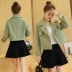 Áo khoác len nữ ngắn học sinh 2017 mùa xuân và mùa thu mới thời trang nữ mỏng Slim Phiên bản Hàn Quốc của áo khoác len nữ - Áo Hàn Quốc mẫu áo dạ nữ đẹp Áo Hàn Quốc