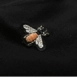 XC mùa xuân mới thêu ong lỏng dài tay áo len cardigan màu đen và trắng sọc áo khoác mỏng nữ Đan Cardigan