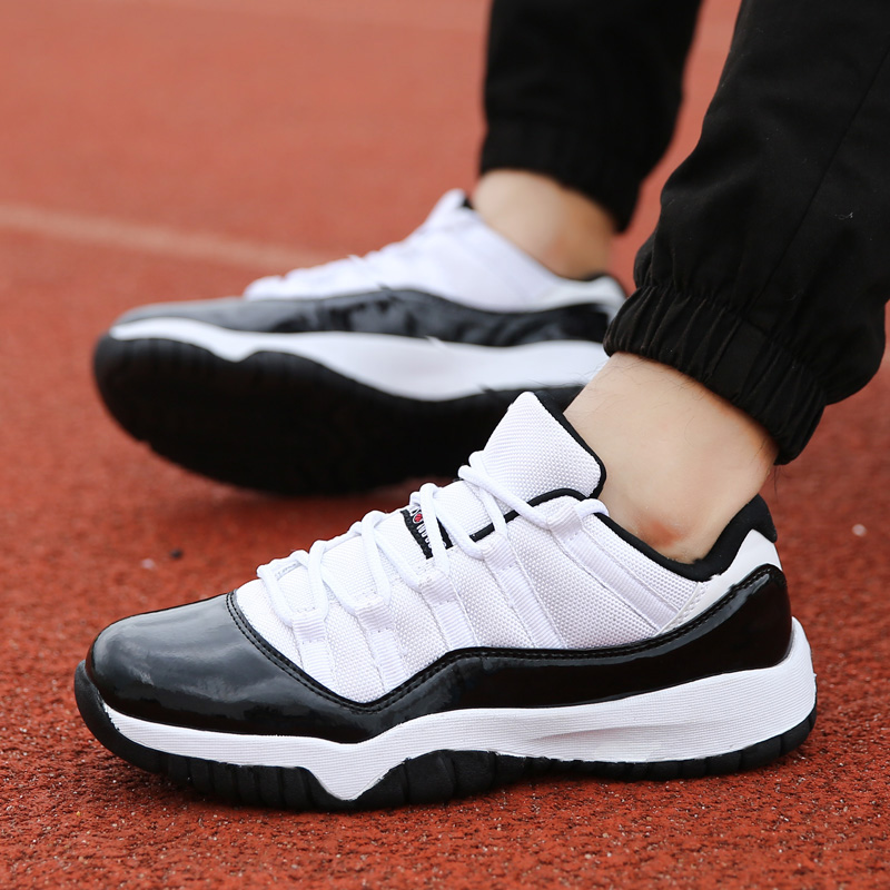 2015 Summer AJ11 Joe 11 generations of basketball shoes men wear breathable low- top basketball shoes, men's sports shoes black and red