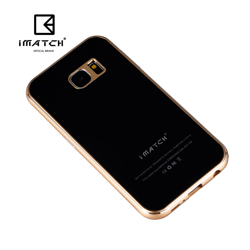 iMatch Aviation Aluminum Alloy Metal Bumper Tempered Glass Back Cover Case for Samsung Galaxy S6 Edge Plus G9280