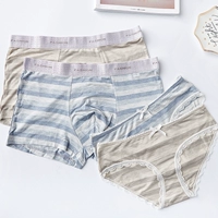 Nhật Bản đơn giản cặp đôi đồ lót modal cotton mid-eo nam boxer tóm tắt quần short phụ nữ quần short eo thấp đồ lót cho người béo