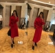 Homemade: Các mẫu Song Jia 2018 thu đông mới cao cấp màu đỏ dài dài phần thủ công áo khoác cashmere hai mặt Áo len lót đôi