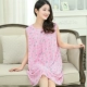 Mùa hè trung niên đồ ngủ nữ cotton lụa mẹ váy không tay nightdress mùa hè phần mỏng kích thước lớn nhân tạo cotton dress