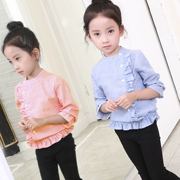 Kawa trẻ em quần áo cô gái áo sơ mi 2018 mùa xuân và mùa thu trẻ em mới của trẻ em áo sơ mi giản dị thường sọc áo triều