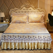 Ren giường váy băng lụa ghế ba mảnh đặt 1.5 m dày có thể tháo rời có thể giặt 1.8 m trải giường non-slip mềm mat