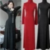 Mùa xuân và mùa thu mới của phụ nữ Hàn Quốc áo dài hàn quốc cổ cao mỏng dài tay dài tay lớn váy cơ sở khí chất - Váy dài