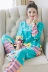 Đồ ngủ phụ nữ dài- tay mùa hè bông lụa phù hợp với phần mỏng mùa xuân và mùa thu Hàn Quốc phiên bản của bộ thường của kích thước lớn bông nhân tạo dịch vụ nhà đồ bộ quần ống rộng mặc nhà Giống cái