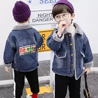 Áo khoác denim bé trai 2018 mùa thu mới cho bé trai phiên bản Hàn Quốc của đại dương và áo nhung dày cho bé mùa thu đông áo khoác trẻ em hàn quốc