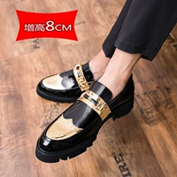 Высокая обувь в английском стиле для кожаной обуви на платформе, в корейском стиле, 8см, 10см