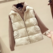 Áo khoác cotton nữ ngắn đoạn thu đông 2018 phiên bản Hàn Quốc mới của áo vest không tay rộng cổ áo vest đứng hoang dã