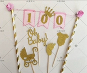 Em bé 100 ngày Bánh Laqie 100 ngày Tiệc tráng miệng Trang trí bàn nướng Plugin Baby Car Plugin Card - Trang trí nội thất