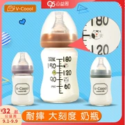 V-Coool chai thủy tinh đường kính rộng quy mô lớn có khả năng chống đầy hơi cho bé sơ sinh 180ml - Thức ăn-chai và các mặt hàng tương đối