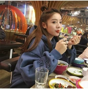Phụ nữ mang thai áo len thu đông 2018 phiên bản Hàn Quốc mới của áo khoác rộng size rộng mùa đông cộng với áo nhung trùm đầu dày