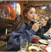 Phụ nữ mang thai áo len thu đông 2018 phiên bản Hàn Quốc mới của áo khoác rộng size rộng mùa đông cộng với áo nhung trùm đầu dày đầm bầu cao cấp